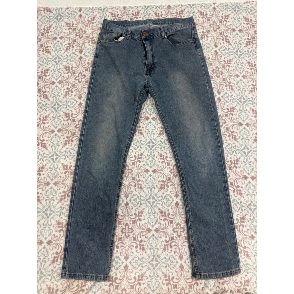 Vintage Genes 1891 Mens Slim Fit Jeans 34x32 Medium Wash Blue Denim Stretch